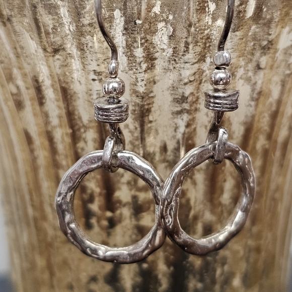 Or Paz PZ Earrings 925 Sterling Silver Drop Circle Earrings Israel - Picture 5 of 11